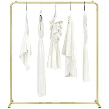 Imagem de Rack De Vestuário Golden Clothing Rack, Moderno Rack De Vestuário De Metal Autônomo Para Quarto E Boutique, Cabideiro De Haste Única, Cabideiro De Exibição De Varejo, Fácil De Montar,150x40x160CM,