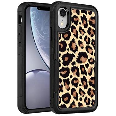 Imagem de LOQUPE Capa projetada para iPhone XR, resistente, resistente, leve, fina, à prova de choque, capa protetora para iPhone XR de 6,1 polegadas, mulheres meninas, estampa fofa de leopardo amarelo