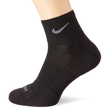 Imagem de Meias masculinas Dri-FIT Nike com 3 pares de meias at o tornozelo, Black/Grey, Large