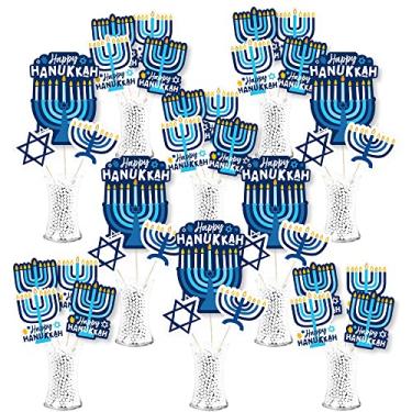 Imagem de Big Dot of Happiness Hanukkah Menorah - Chanukah Holiday Party Centerpiece Sticks - Showstopper Table Toppers - 35 Pieces
