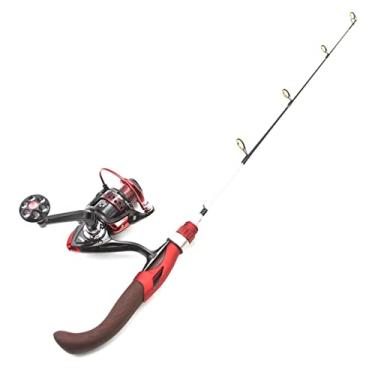 Imagem de Varas de pesca 65 cm Carretel de vara de pesca no gelo de inverno Combos Conjunto de equipamentos de pesca com cabo curvo Truta de inverno Portátil Spinning LCE Vara de pesca telescópica (Cor: Vara e carretel)