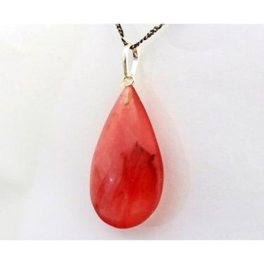 Imagem de Colar Gota Pedra Quartzo Cereja Castoação Montagem Prata 950