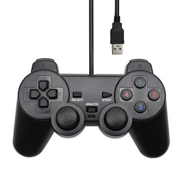 Imagem de Joystick de vibração para PC e laptop  Gamepad preto  Controlador com fio  USB  WinXP  Win7  Win8