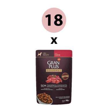 Imagem de GranPlus Sachê Gourmet Cães Adulto Carne 100g - Pack com 18 unidades
