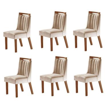 Imagem de Kit 6 Cadeiras Lottus Cinamomo/Creme - Lj Móveis