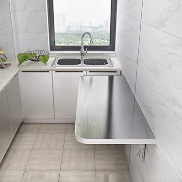 Imagem de Mesa de bar de café da manhã, mesas dobráveis montadas na parede mesa de parede dobrável mesa de jantar de folhas de cozinha mesa de trabalho | Mesa suspensa pequena economia de espaço, 60 x 40 cm 70