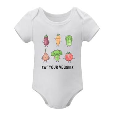 Imagem de SHUYINICE Macacão infantil engraçado para meninos e meninas, macacão premium para recém-nascidos, Eat Your Veggies, Branco, 18-24 Months