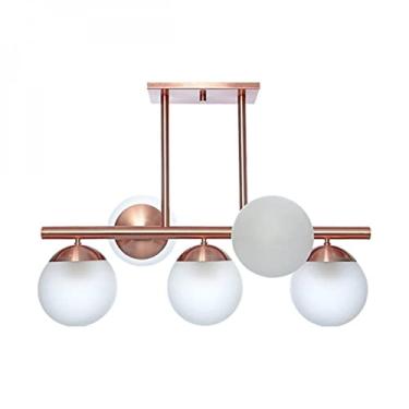 Imagem de Lustre Pendente p/ 5 Lampada Bivolt Ref 20 Rosê bola Fosco
