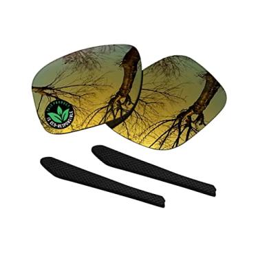 Imagem de Raydi Lentes de reposição de policarbonato e meias auriculares para óculos de sol Oakley Jupiter Squared OO9135 - Espelho dourado 24K - Polarizado