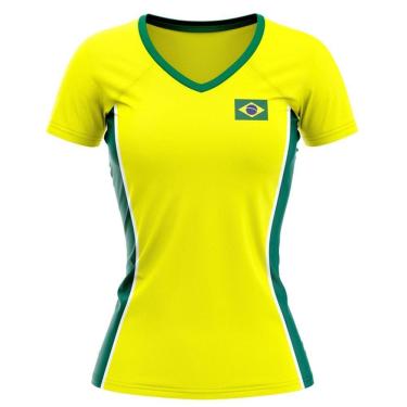 Imagem de Camiseta Braziline Camu Brasil Feminino - Amarelo