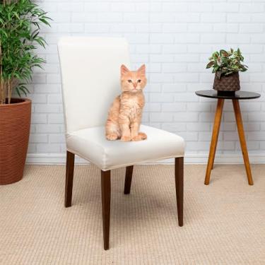 Imagem de Kit 6 Capa De Cadeira Suede Anti-Gato Protege Poeira Mancha (Cinza Chumbo)