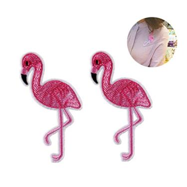 Imagem de Operitacx 2 Unidades bordado flamingo remendos mochila flamingo flamingo ferro em remendos remendo do flamingo remendos bordados flamingo Desenho animado Acessórios aplique