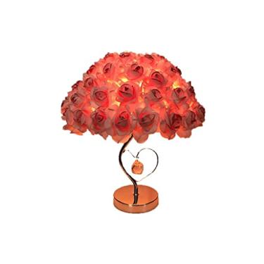 Imagem de Luminária de mesa com flor de rosa, luminária de mesa para decoração de casa com corpo de lâmpada de cristal amor, luminária de cabeceira para quarto feminino e adolescente Warm as ever