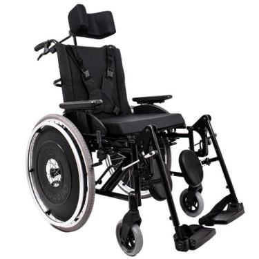 Imagem de Cadeira De Rodas Ma3r Alumínio Preta Reclinável Ortomobil