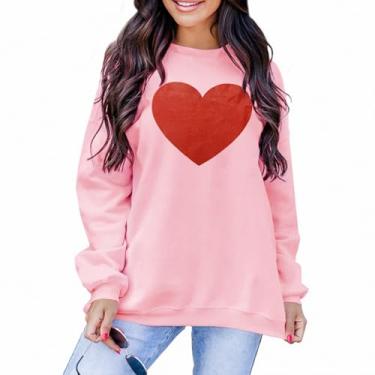 Imagem de CM C&M WODRO Camiseta de manga comprida Mommy and Me Valentines Outfits Love Heart Graphic Family Matching Mom and Daughter, Rosa - Mom, GG