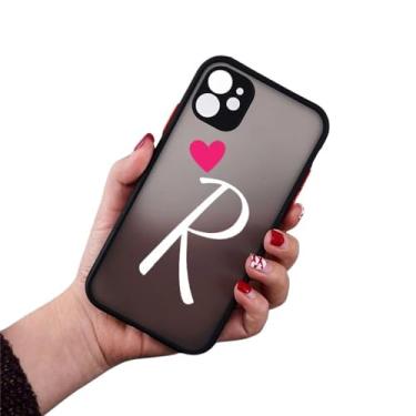 Imagem de Letra inicial AZ Love Heart Couples Phone Case para iPhone 11 12 13 14 15 Pro Max Mini X XR XS 7 8 Plus Capa de silicone Fundas,5, para iPhone 12 ProMax