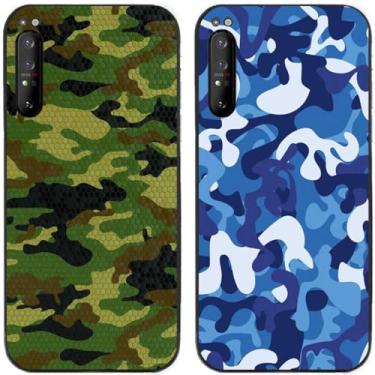 Imagem de 2 peças de capa de telefone traseira de silicone em gel TPU impresso camuflagem legal para telefone Sony Xperia (Sony Xperia 1 II)