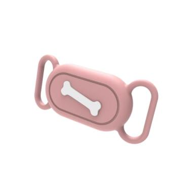 Imagem de Capa Para Coleira A Prova D'água Impermeável Compatível Com Localizador Rastreador Galaxy SmartTag2, Case Com Desenho De Pata/Osso Para Coleira Pet Cão E Gato – HEISIL (ROSA/OSSO)