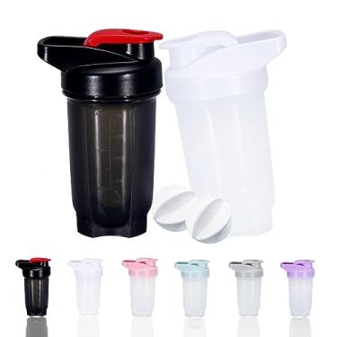 Imagem de GAISHION Coqueteleira de shakes de proteína e coqueteleira de 300 ml com bolas de batedor, conjunto de garrafas de proteína, plástico não BPA (preto + branco (2 peças))
