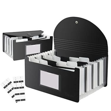Imagem de Uquelic Pasta organizadora de recibos – 13 bolsos expansíveis para armazenamento de cupons/arco-íris organizador de notas de grande capacidade para mesa com etiqueta, organizador de recibos para