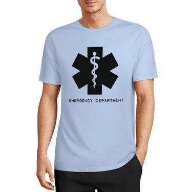 Imagem de Camiseta masculina CHAIKEN&Capon Emergency Room, com inspiração ER, 5GG, masculina, gola redonda, manga curta, algodão, Azul bebê, G