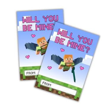 Imagem de Lashicorn Be Mine Craft Cartões de Dia dos Namorados Cartão postal de classe | Pacote com 30 4 x 15 cm Gamer Legends Game Boys Girly Valentine Cards for School Exchange