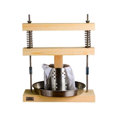 Imagem de Booneve Prensa exclusiva de madeira para fazer queijos e tofu, óleo e espremedor, mecanismo de mola de madeira maciça e aço, até 95 kg de pressão, molde de formação de tintura