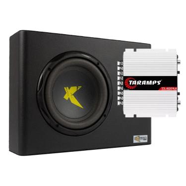 Imagem de Caixa Slim Sub 8 300Wrms Exclusive + Modulo Taramps Ts 400X4