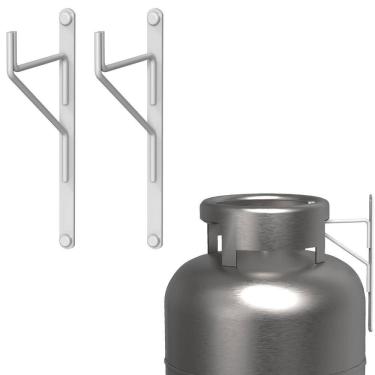 Imagem de Kit 2 Suporte Suspenso Para Botijão De Gás Externo Branco FS