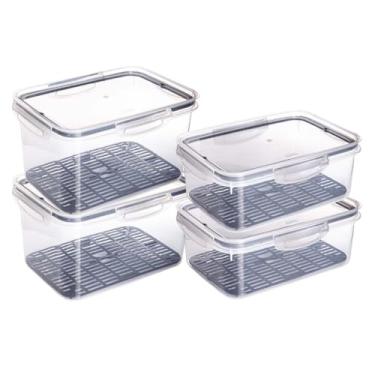 Imagem de Kit 4 Potes Herméticos C/Escorredor 4 Litros e 2,6 Litros Geladeira Salada Verdura Legumes
