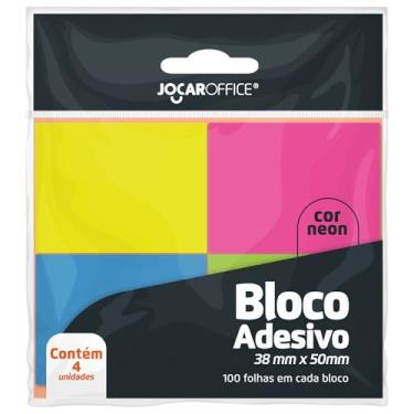 Imagem de BLOCO ADESIVO COLORIDO 38MMX50MM NEON BLISTER/4BLOCOS JOCAR OFFICE