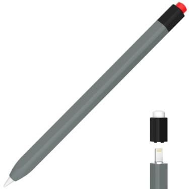 Imagem de AZF Estojo compatível com Apple Pencil, capa de caneta de duas cores combinando, capa protetora de silicone, sensação de silicone confortável (cinza)