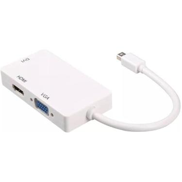 Imagem de BUBUCAM Cabo adaptador Mini DP DisplayPort para HDMI VGA DVI Thunderbolt 3 em 1 para MacBook