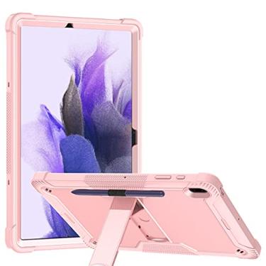 Imagem de Dteck Capa para Samsung Tab S7 FE 2021, para proteção infantil, resistente, à prova de choque, antiderrapante, com suporte para Samsung Galaxy Tab S7 FE 12,4 polegadas 2021 (SM-T730/T736B), ouro rosa