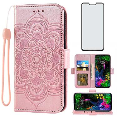 Imagem de Asuwish Capa carteira compatível com LG G8 ThinQ e protetor de tela de vidro temperado, capa flip de couro, suporte para cartão, capas para celular LGG8 Thin Q G 8 LG8 G8thinq LGG8thinq 8G feminino