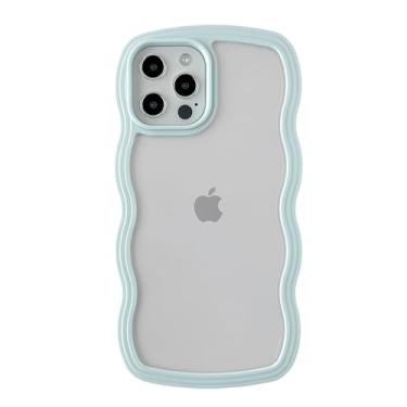 Imagem de Caseative Capa para iPhone 12 Pro Max, linda capa de telefone macia à prova de choque com moldura ondulada (verde)