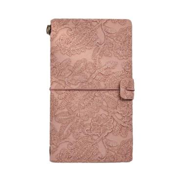 Imagem de Joucien Caderno de viagem europeu retrô A6 escultura em renda alça portátil Ledger-Smoke pink-10,6 cm x 18,2 cm