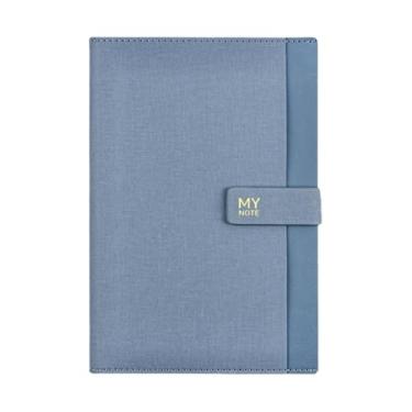Imagem de Joucien Conjunto simplificado de caixa de caderno de couro executivo caderno de reunião de escritório - azul misty A5- conjunto de caixa + caneta de assinatura