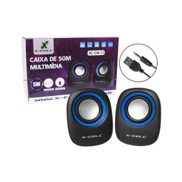 Imagem de Conjunto de Caixa de Som Multimídia 2.0 USB Saída P2 Preto e Azul X-Ce