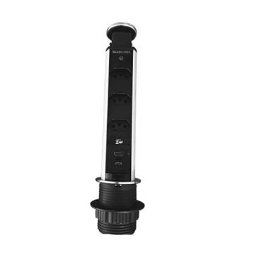 Imagem de Torre de Tomada Multiplug 2 Tomadas 1 USB e 1 USBC Inox