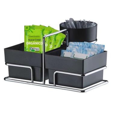 Imagem de Organizador Café Porta Sachês De Chás Açúcares Colheres Aço - Future, 