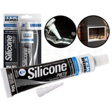 Imagem de Kit 12 Un Silicone Alta Temperatura Tekbond Preto 50g