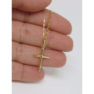 Imagem de Cordão Corrente 45cm + Pingente Cruz Crucifixo Ouro 18k 750 - DR Jóias