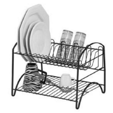 Imagem de Escorredor de Louça Duplo Laminado Preto 16 Pratos 05 Copos Secador Or
