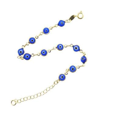 Imagem de Pulseira Olho Grego Folheada Ouro 18,5cm - Semijoias - Butique Da Bele