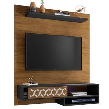 Imagem de Painel Bancada Suspensa Para TV até 50 Pol. Orleans Freijó/Preto Velluto - Móveis Leão
