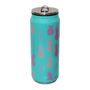 Imagem de Garrafa Squeeze Inox Com Canudo 360Ml Abacaxi Verde - Max Clink