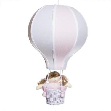 Imagem de Lustre Balão Grande Rosa Com Boneca Quarto Bebê Infantil - Potinho de 