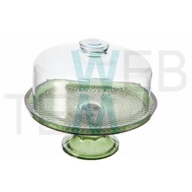 Imagem de Boleira de Vidro com Pé e Tampa Vitazza 28cm Verde Prato para Bolo e D