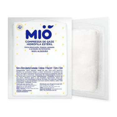 Imagem de Compressa de Gaze Mió Hidrófila Estéril 7,5cm x 7,5cm com 10 Unidades